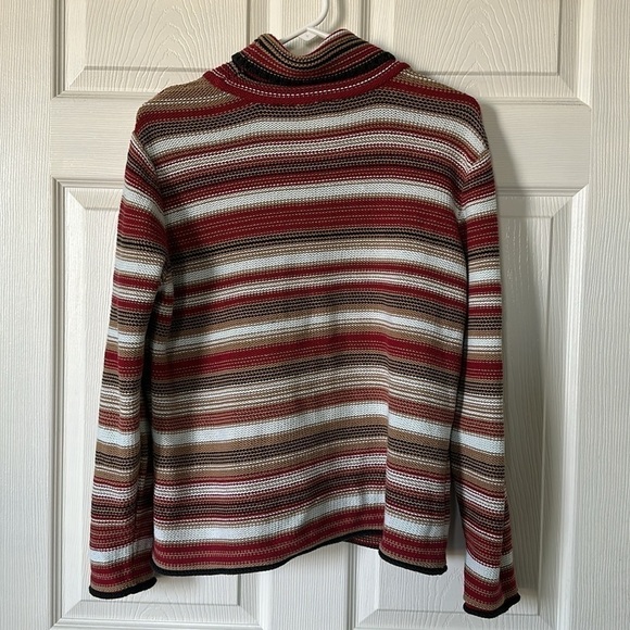 Talbots Women’s  Petites Striped turtleneck Sweater - Red, Brown, Gray Size XL - Picture 3 of 6